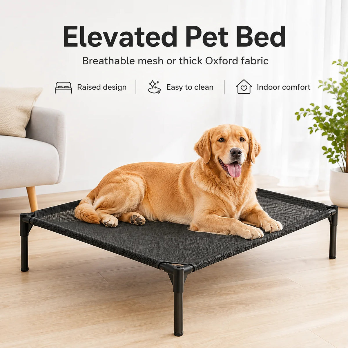 Breathable Mesh Elevated Dog Bed With Durable Nylon Frame