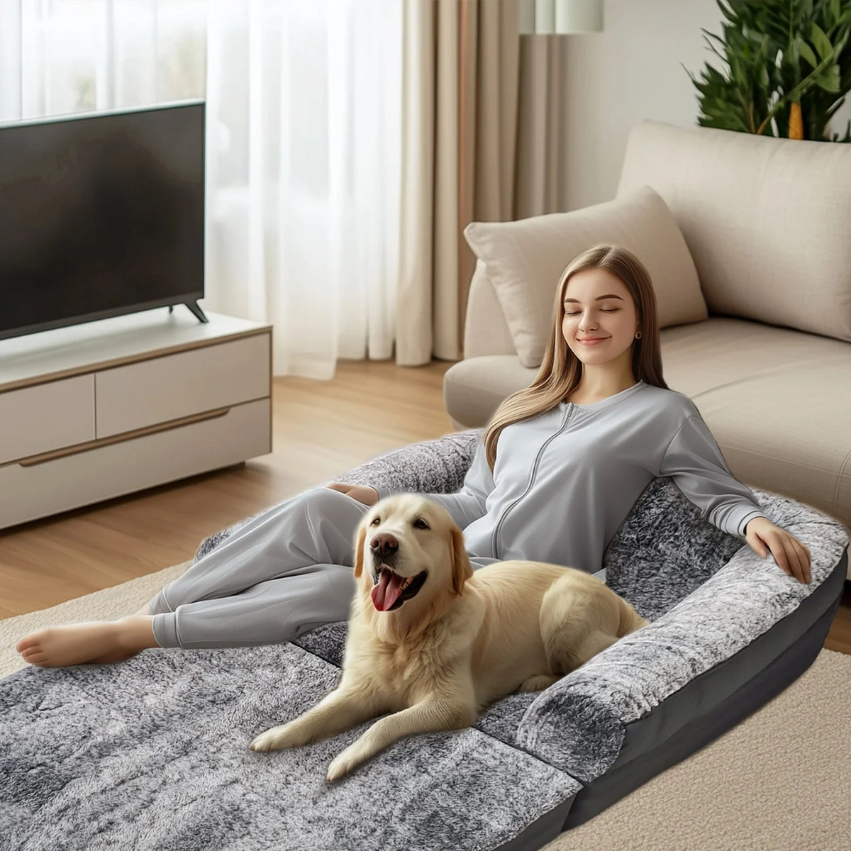 BINGOPAW Foldable Orthopedic Plush Pet Bed With Comfort Bolster