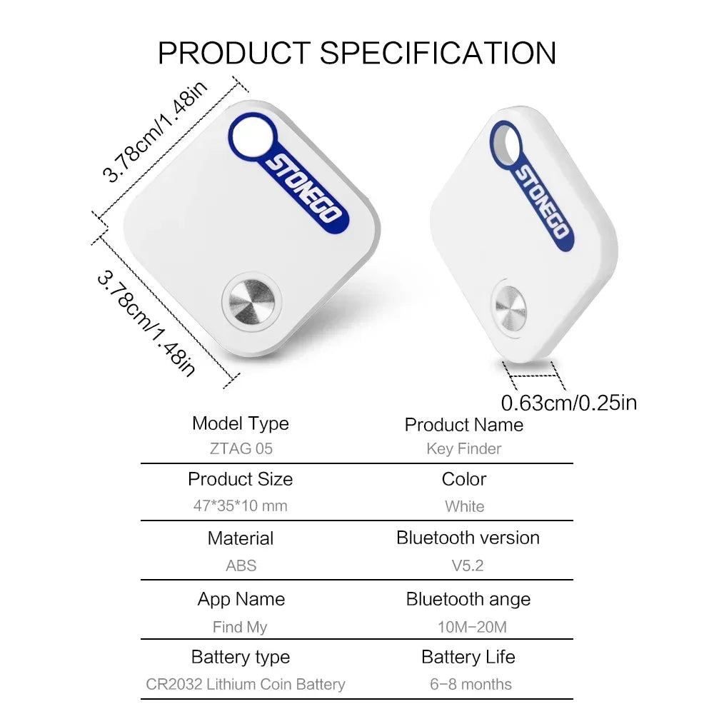 STONEGO Bluetooth GPS Tracker For Keys Pets And Luggage Locator