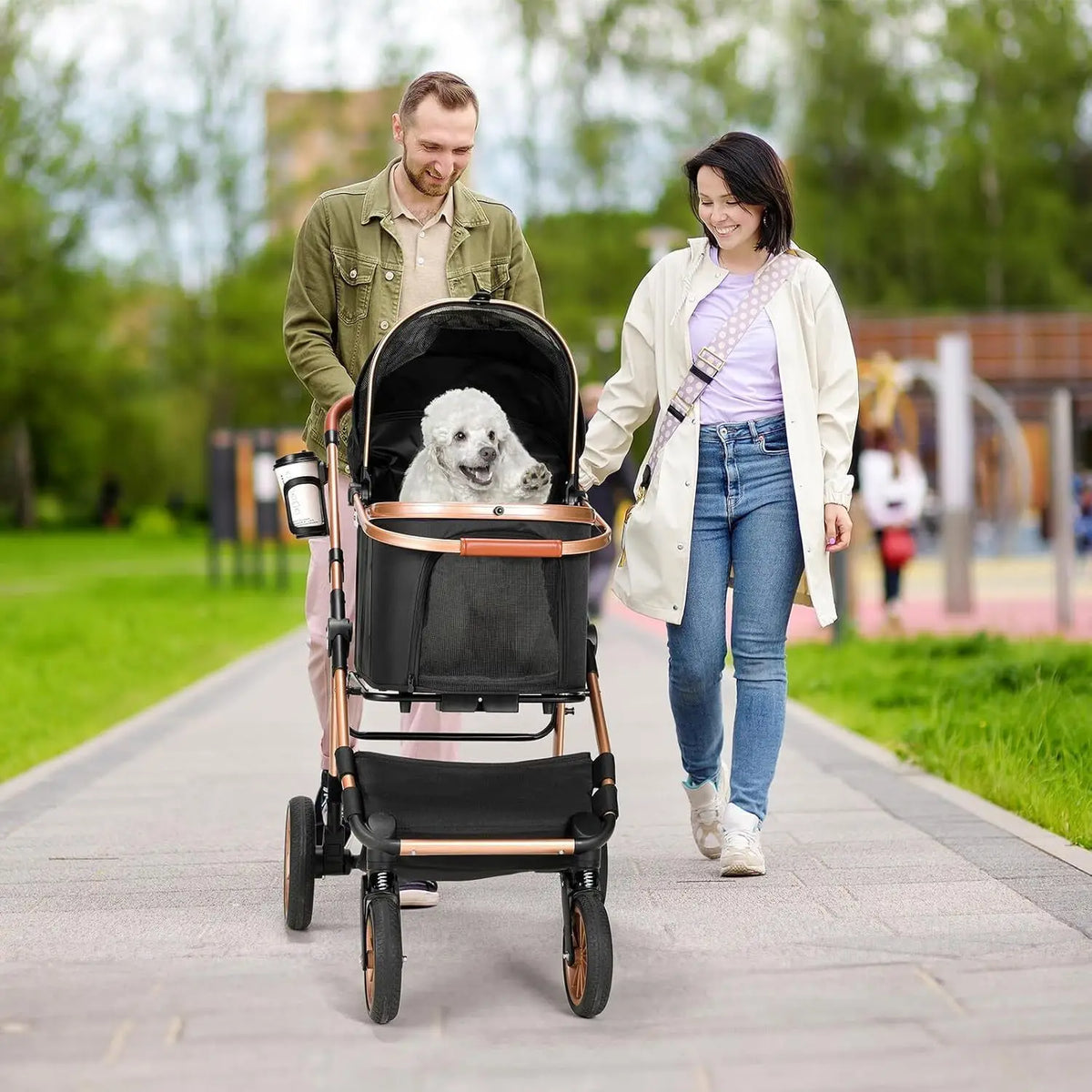 All Terrain Pet Stroller With Detachable Carrier And Folding Design