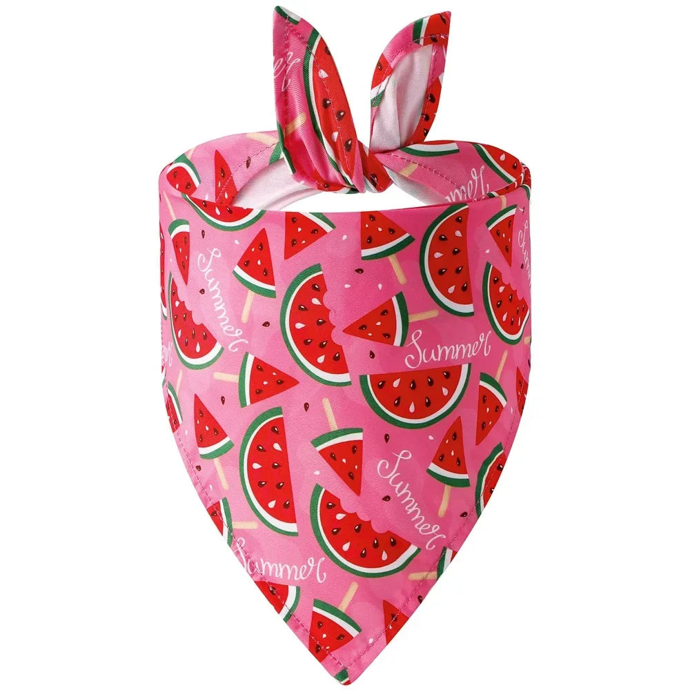 Washable Fruit Floral Dog Bandana Soft Adjustable Pet Scarf
