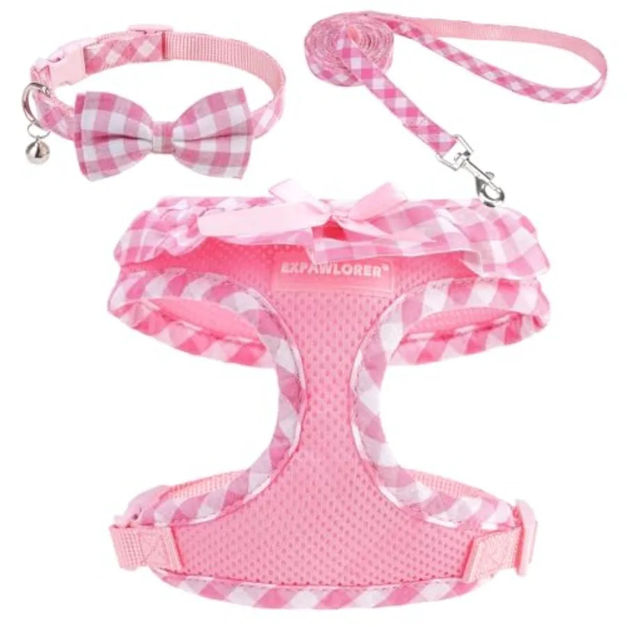 Adjustable Step In Dog Harness Collar And Leash Set