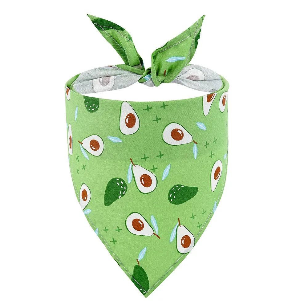 Washable Fruit Floral Dog Bandana Soft Adjustable Pet Scarf